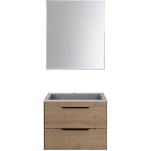 Мебель для ванной Vincea Chiara 2D 60, 2 ящика, натуральный дуб, с серой раковиной