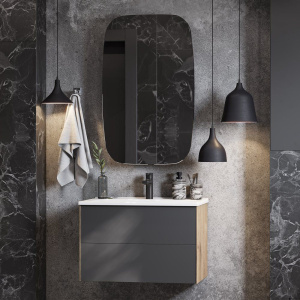 Тумба с раковиной AQUATON Сохо 75 дуб веллингтон, графит софт