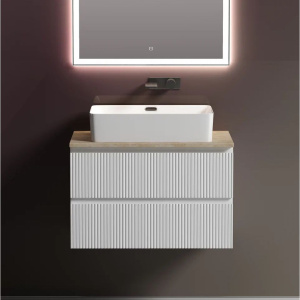 Тумба с раковиной Sancos Snob T 80 см, bianco, столешница бежевая, раковина CN5025 Тумба с раковиной Sancos Snob T 80 см, bianco, столешница бежевая, раковина CN5025