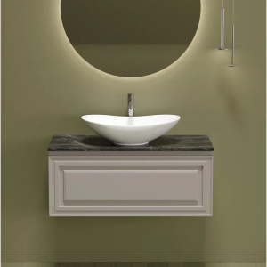 Тумба с раковиной Sancos Very 100 см, doha soft, столешница черный мрамор, раковина CN6015 Тумба с раковиной Sancos Very 100 см, doha soft, столешница черный мрамор, раковина CN6015