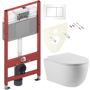 Комплект Унитаз подвесной Vincea Evo + Инсталляция TECE Base 9400413 4 в 1 с кнопкой смыва