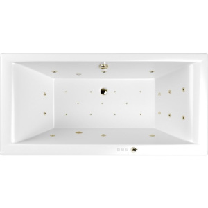 Акриловая ванна WHITECROSS Savia Duo ULTRA 170x80 см, с гидромассажем, с каркасом, со сливом-переливом, фурнитура бронза