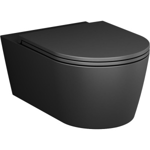 Унитаз подвесной AM.PM Func C8F1701MBSC безободковый, с микролифтом, матовый черный Унитаз подвесной AM.PM Func C8F1701MBSC безободковый, с микролифтом, матовый черный