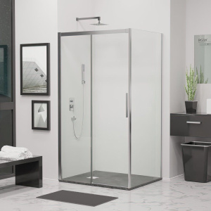 Душевой уголок RGW Leipzig LE-12+90 см (107-111)x90x195 профиль хром, стекло прозрачное