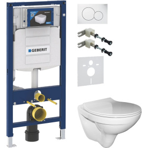 Комплект Унитаз подвесной Керамин Санти CDB00022946 безободковый, с микролифтом + Шумоизоляция Geberit + Инсталляция Duofix UP 320 111.300.00.5 + Кнопка Sigma 01 115.770.11.5 белая + Крепления 111.815.00.1 к стене