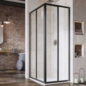 Душевой уголок Ravak Supernova SRV2-80 195 S Transparent, профиль черный Душевой уголок Ravak Supernova SRV2-80 195 S Transparent, профиль черный