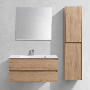 Мебель для ванной Vincea Luka 100, 2 ящика, натуральный дуб, с белой раковиной