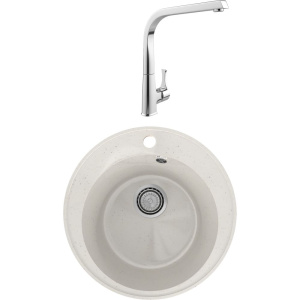 Комплект Мойка кухонная Practik PR-M 475-001 белый камень + Смеситель MEGA Mega