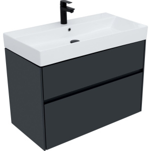 Тумба с раковиной Aquanet Бруклин 85 антрацит