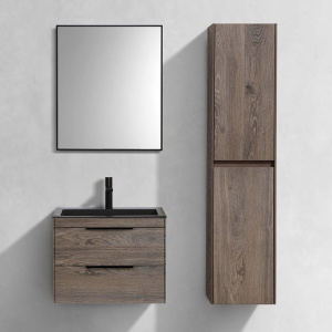 Мебель для ванной Vincea Chiara 2D 60, 2 ящика, темный дуб, с черной раковиной