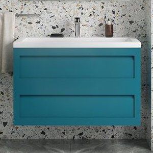 Тумба с раковиной Art&Max Platino 90, подвесная, бирюзовая матовая Тумба с раковиной Art&Max Platino 90, подвесная, бирюзовая матовая