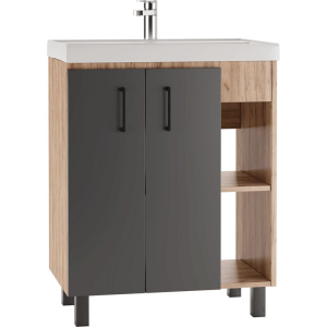 Тумба с раковиной Домино Craft 70 дуб вотан, графит Тумба с раковиной Домино Craft 70 дуб вотан, графит