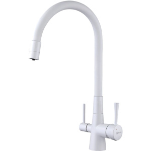 Смеситель для кухни Lemark Comfort LM3075W с гибким изливом, белый