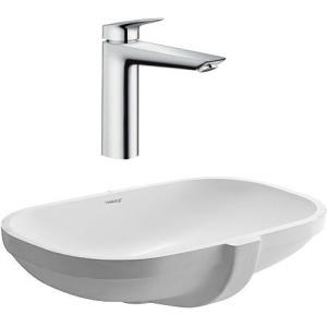Комплект Смеситель Hansgrohe Logis 71091000 без донного клапана + Раковина Duravit D-code 0338490000 встраиваемая