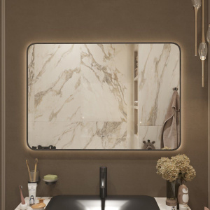 Зеркало DIWO Кострома 100 черное, с подсветкой светодиодной, инфракрасный выключатель, прямоугольное Зеркало DIWO Кострома 100 черное, с подсветкой светодиодной, инфракрасный выключатель, прямоугольное