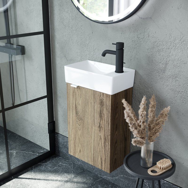 Купить Мебель для ванной комнаты Sancos Mini 35 R подвесная, дуб чарльстон в Москве с доставкой Мебель для ванной комнаты Sancos Mini 35 R подвесная, дуб чарльстон