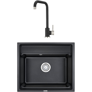 Комплект Мойка кухонная Granula Kitchen Space 6003, черный + Смеситель ST-4033, черный Комплект Мойка кухонная Granula Kitchen Space 6003, черный + Смеситель ST-4033, черный