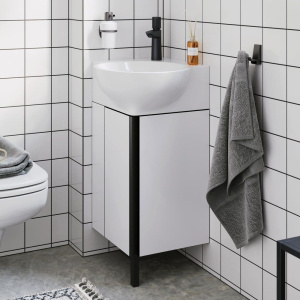 Тумба с раковиной Aqwella Porto 45 угловая, белая, фурнитура черная