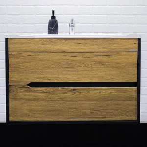 Тумба с раковиной Домино Karat 80, антрацит, дуб вотан Мадера Milen