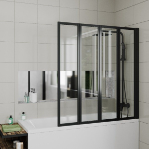 Шторка на ванну Ceruttispa Bouna-B 130 см, профиль черный