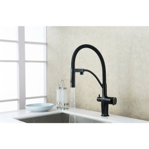 Смеситель для кухни Lemark Bronx LM3761BL черный, с гибким изливом