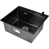 Мойка кухонная Wisent 5044B с PVD покрытием, с раздвижным коландером и дозатором, графит