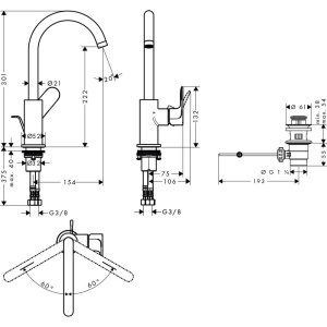 Смеситель для раковины Hansgrohe Rebris S 72536000 хром