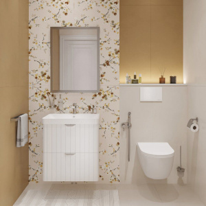 Тумба с раковиной STWORKI Ларвик 60, белая матовая