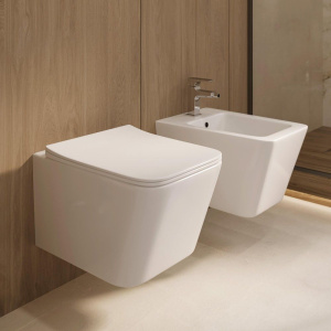 Купить Унитаз подвесной BOND Cube F04-10 безободковый, с микролифтом, белый в Москве с доставкой Унитаз подвесной BOND Cube F04-10 безободковый, с микролифтом, белый