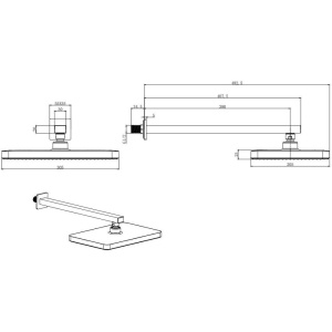 Верхний душ Акватек AQ2081MB 305х205 мм, черный