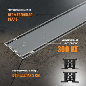 Купить Душевой лоток CK DRAIN AQCP11-70 Plain 70 см, щелевая  решетка из нержавеющей стали, с рамкой в Москве с доставкой Душевой лоток CK DRAIN AQCP11-70 Plain 70 см, щелевая  решетка из нержавеющей стали, с рамкой