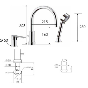 Купить Смеситель на борт ванны Remer Winner W07 в Москве с доставкой Смеситель на борт ванны Remer Winner W07