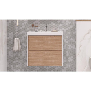 Купить Тумба с раковиной Velvex Gesso 70.2Y дуб сонома, белая в Москве с доставкой Тумба с раковиной Velvex Gesso 70.2Y дуб сонома, белая