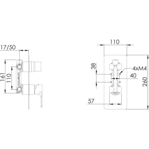 Смеситель для ванны с душем Remer Energy EY92 С ВНУТРЕННЕЙ ЧАСТЬЮ