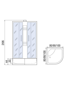 Душевая кабина с поддоном Полукруг МОНОМАХ Б/К 80/43 C МЗ (10000005786)