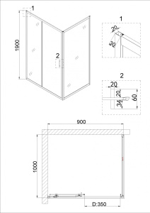 Душевая дверь в нишу Niagara NG-62-9A (90х195)