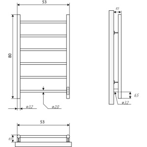 Полотенцесушитель электрический Двин J Neo 80/50 1"-1/2" полированный