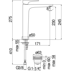 Смеситель для раковины Nobili Yoyo YO126128/2CR Chrome