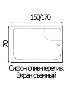 Ванна акриловая прямоугольная Wemor 170/70/55 S (10000001808)