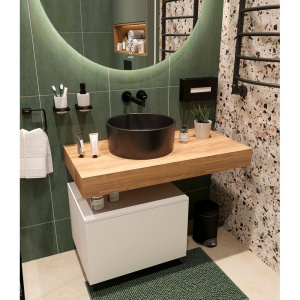 Мебель для ванной STWORKI Ольборг 100 столешница дуб французский, без отверстий, с тумбой 60