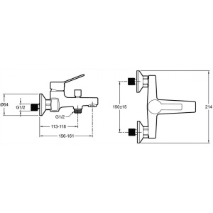 Купить Смеситель для ванны с душем Jacob Delafon Eo E24160RU-CP в Москве с доставкой Смеситель для ванны с душем Jacob Delafon Eo E24160RU-CP