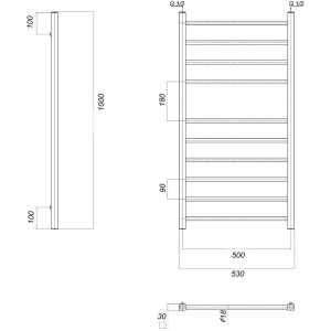 Полотенцесушитель водяной Domoterm Куба П10 50x80 хром