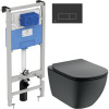 Комплект Унитаз подвесной Ideal Standard Tesi + Крышка + Инсталляция Prosys Frame 120 M R020467 + Кнопка Oleas R0121A6 черная