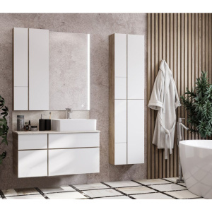 Шкаф AQUATON Мишель 43 дуб эндгрейн, белый