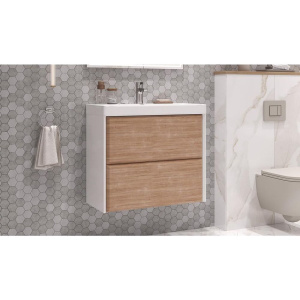 Купить Тумба с раковиной Velvex Gesso 70.2Y дуб сонома, белая в Москве с доставкой Тумба с раковиной Velvex Gesso 70.2Y дуб сонома, белая