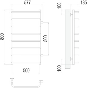 Полотенцесушитель водяной Terminus Стандарт П8 500x800 с боковым подключением 500