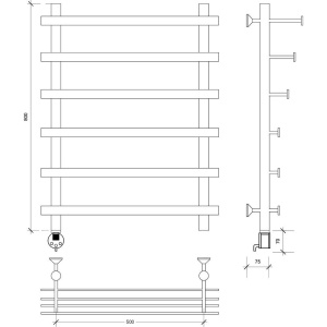 Полотенцесушитель электрический Secado Понтида 7 СП, L 80x50, черный