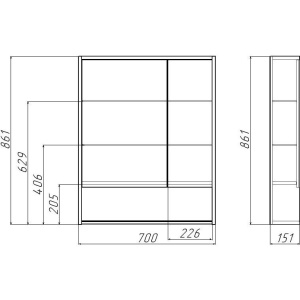 Зеркало-шкаф Домино Prime 70 дуб сонома