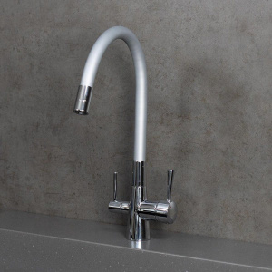 Смеситель для кухни Lemark Comfort LM3075C-Silver с гибким изливом, хром, серебристый