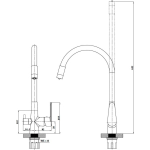 Смеситель для кухни ESKO Coral CL 03 B хром, черный, с гибким изливом